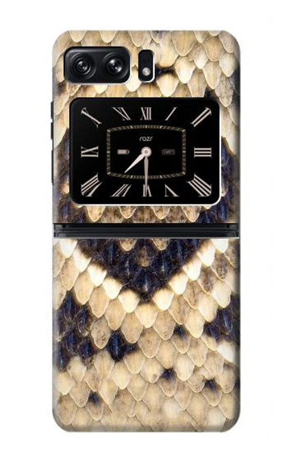 W3417 Diamond Rattle Snake Graphic Print Hard Case and Leather Flip Case For Motorola Moto Razr 2022