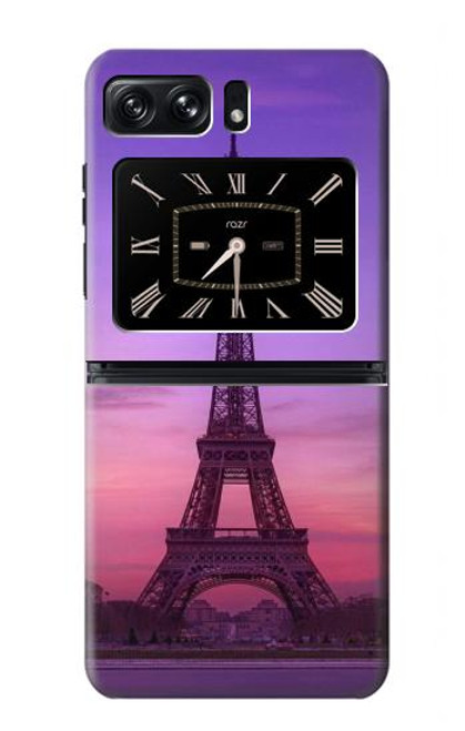 W3447 Eiffel Paris Sunset Hard Case and Leather Flip Case For Motorola Moto Razr 2022