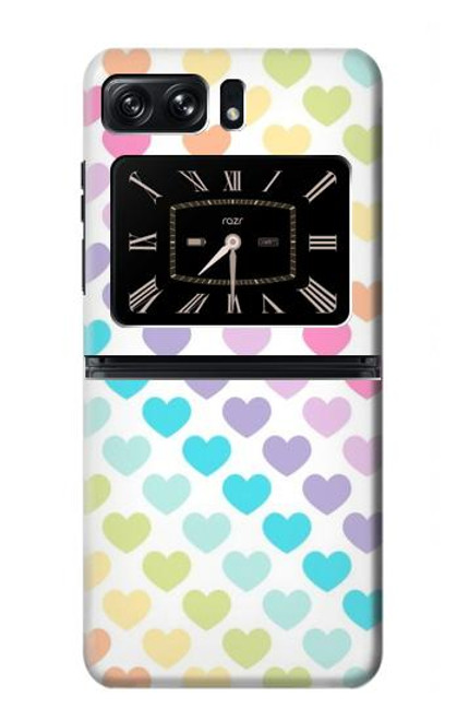 W3499 Colorful Heart Pattern Hard Case and Leather Flip Case For Motorola Moto Razr 2022