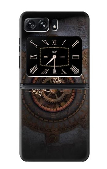 W3908 Vintage Clock Hard Case and Leather Flip Case For Motorola Moto Razr 2022