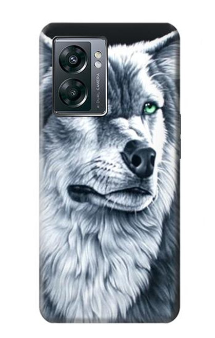 W0123 Grim White Wolf Hard Case and Leather Flip Case For OnePlus Nord N300