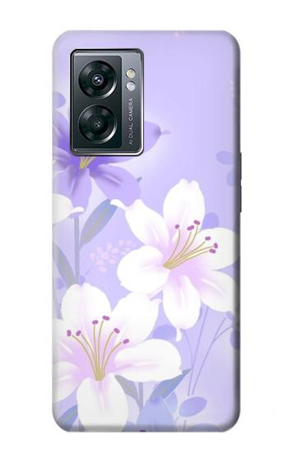 W2361 Purple White Flowers Hard Case and Leather Flip Case For OnePlus Nord N300