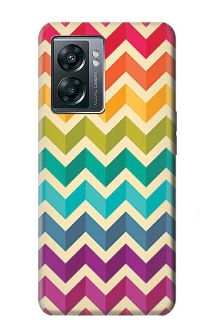 W2362 Rainbow Colorful Shavron Zig Zag Pattern Hard Case and Leather Flip Case For OnePlus Nord N300