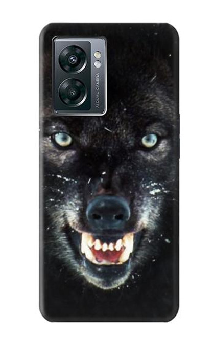 W2823 Black Wolf Blue Eyes Face Hard Case and Leather Flip Case For OnePlus Nord N300