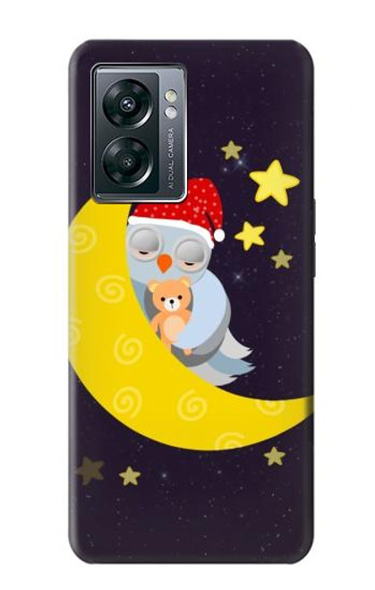 W2849 Cute Sleepy Owl Moon Night Hard Case and Leather Flip Case For OnePlus Nord N300