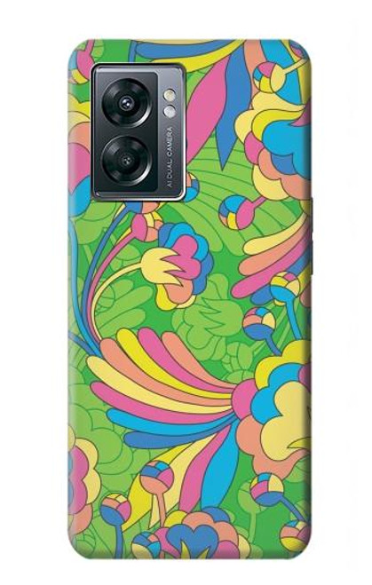 W3273 Flower Line Art Pattern Hard Case and Leather Flip Case For OnePlus Nord N300