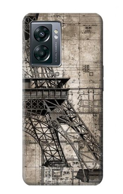 W3416 Eiffel Tower Blueprint Hard Case and Leather Flip Case For OnePlus Nord N300