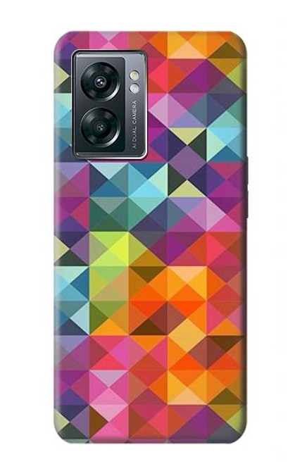 W3477 Abstract Diamond Pattern Hard Case and Leather Flip Case For OnePlus Nord N300