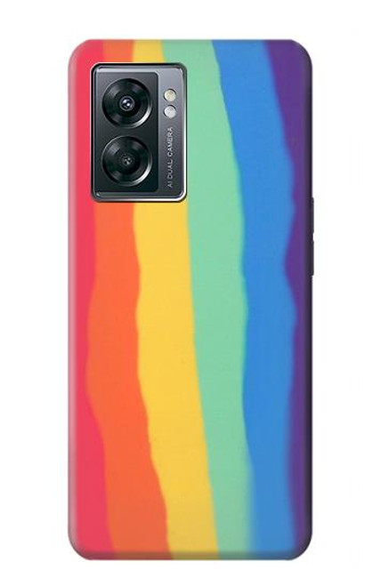 W3799 Cute Vertical Watercolor Rainbow Hard Case and Leather Flip Case For OnePlus Nord N300