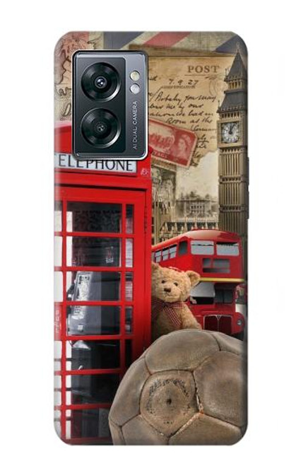W3856 Vintage London British Hard Case and Leather Flip Case For OnePlus Nord N300