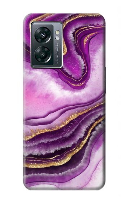 W3896 Purple Marble Gold Streaks Hard Case and Leather Flip Case For OnePlus Nord N300