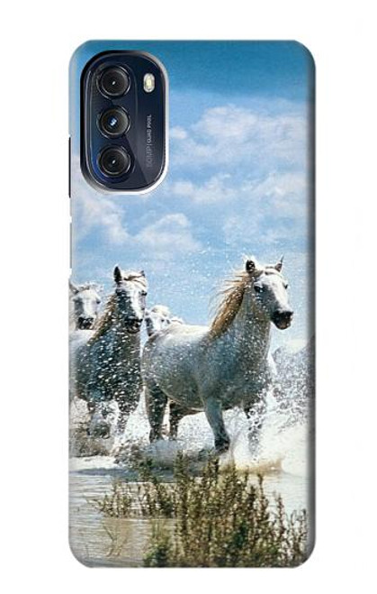 W0250 White Horse Hard Case and Leather Flip Case For Motorola Moto G 5G (2023)