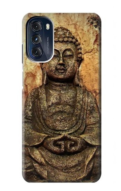 W0344 Buddha Rock Carving Hard Case and Leather Flip Case For Motorola Moto G 5G (2023)