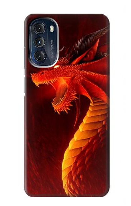 W0526 Red Dragon Hard Case and Leather Flip Case For Motorola Moto G 5G (2023)