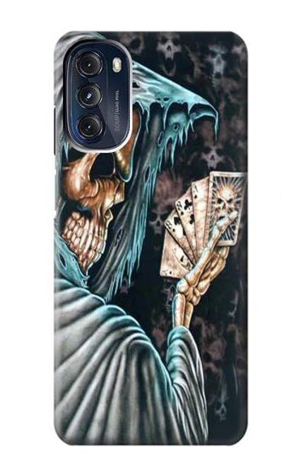 W0748 Grim Reaper Death Poker Hard Case and Leather Flip Case For Motorola Moto G 5G (2023)