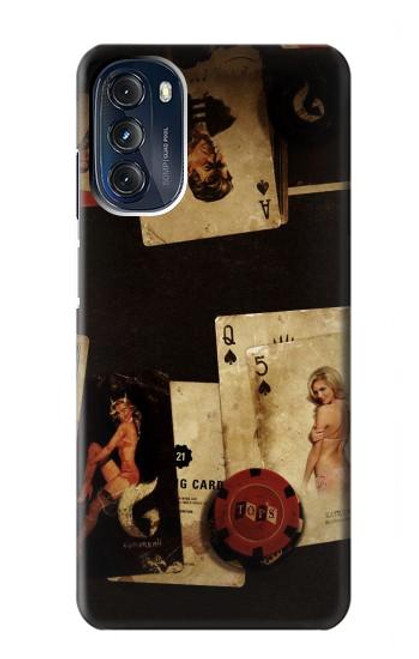 W1069 Old Vintage Sexy Poker Hard Case and Leather Flip Case For Motorola Moto G 5G (2023)