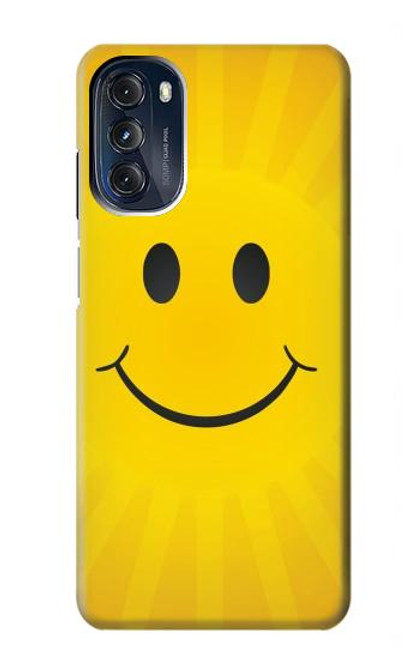 W1146 Yellow Sun Smile Hard Case and Leather Flip Case For Motorola Moto G 5G (2023)