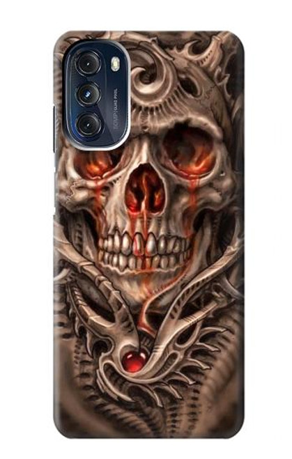 W1675 Skull Blood Tattoo Hard Case and Leather Flip Case For Motorola Moto G 5G (2023)