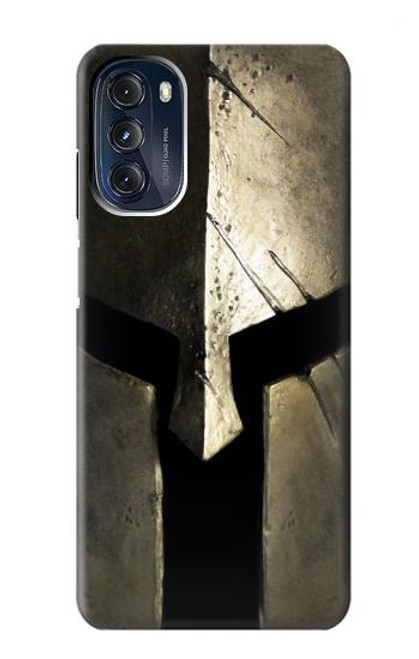 W2673 Spartan Warrior Helmet Hard Case and Leather Flip Case For Motorola Moto G 5G (2023)