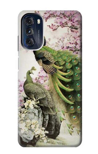 W2773 Peacock Chinese Brush Painting Hard Case and Leather Flip Case For Motorola Moto G 5G (2023)