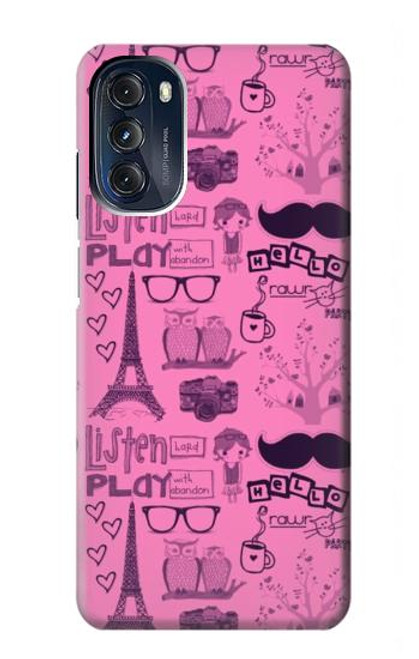 W2885 Paris Pink Hard Case and Leather Flip Case For Motorola Moto G 5G (2023)