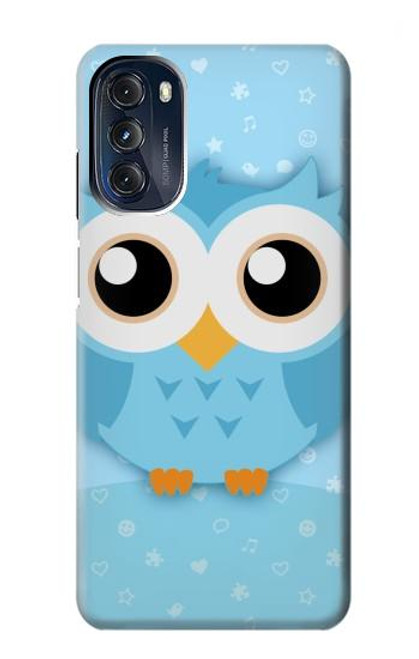 W3029 Cute Blue Owl Hard Case and Leather Flip Case For Motorola Moto G 5G (2023)