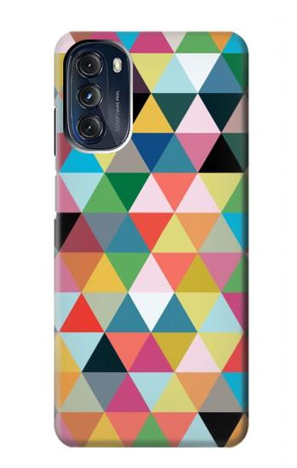 W3049 Triangles Vibrant Colors Hard Case and Leather Flip Case For Motorola Moto G 5G (2023)