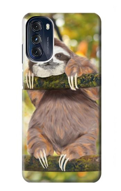 W3138 Cute Baby Sloth Paint Hard Case and Leather Flip Case For Motorola Moto G 5G (2023)