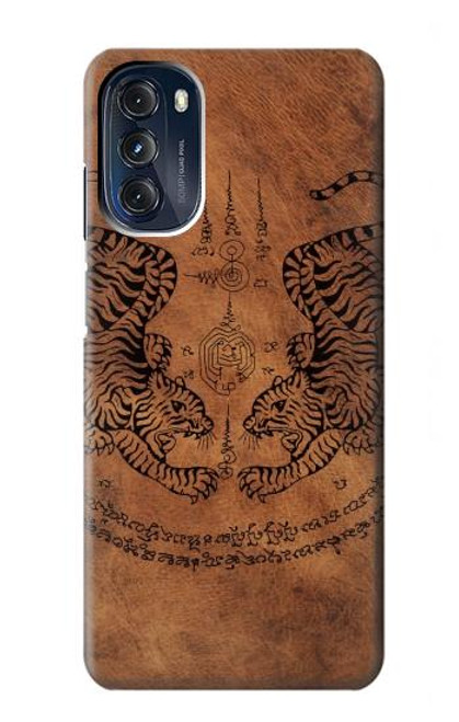 W3209 Sak Yant Twin Tiger Hard Case and Leather Flip Case For Motorola Moto G 5G (2023)