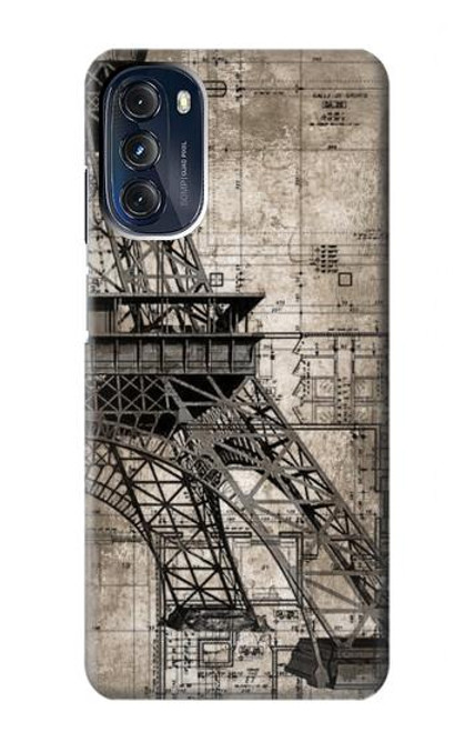 W3416 Eiffel Tower Blueprint Hard Case and Leather Flip Case For Motorola Moto G 5G (2023)