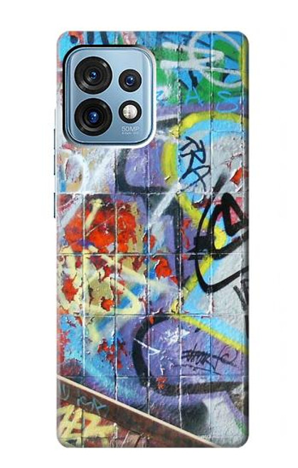 W0588 Wall Graffiti Hard Case and Leather Flip Case For Motorola Edge+ (2023), X40, X40 Pro, Edge 40 Pro