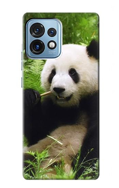 W1073 Panda Enjoy Eating Hard Case and Leather Flip Case For Motorola Edge+ (2023), X40, X40 Pro, Edge 40 Pro