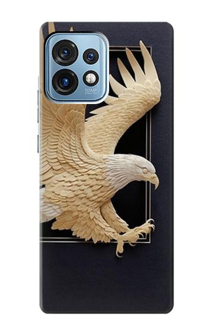 W1383 Paper Sculpture Eagle Hard Case and Leather Flip Case For Motorola Edge+ (2023), X40, X40 Pro, Edge 40 Pro