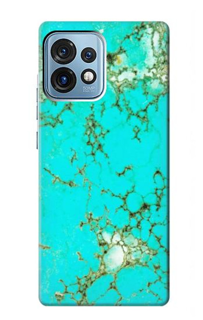 W2377 Turquoise Gemstone Texture Graphic Printed Hard Case and Leather Flip Case For Motorola Edge+ (2023), X40, X40 Pro, Edge 40 Pro