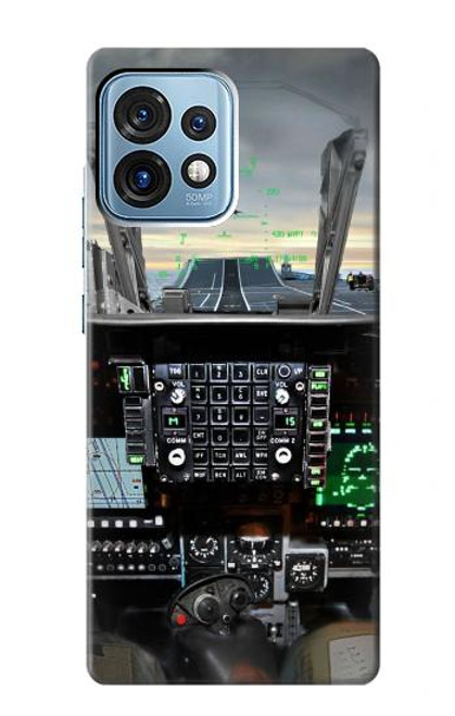 W2435 Fighter Jet Aircraft Cockpit Hard Case and Leather Flip Case For Motorola Edge+ (2023), X40, X40 Pro, Edge 40 Pro