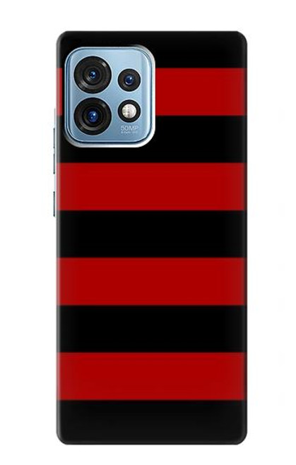 W2638 Black and Red Striped Hard Case and Leather Flip Case For Motorola Edge+ (2023), X40, X40 Pro, Edge 40 Pro