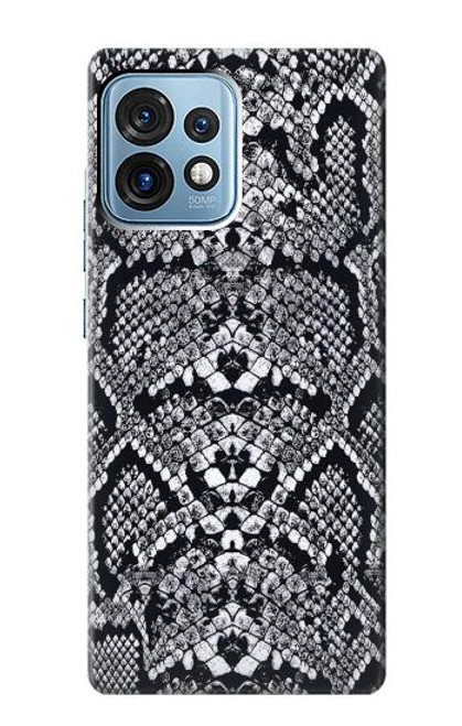 W2855 White Rattle Snake Skin Graphic Printed Hard Case and Leather Flip Case For Motorola Edge+ (2023), X40, X40 Pro, Edge 40 Pro