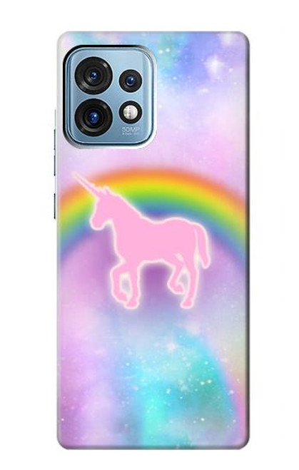 W3070 Rainbow Unicorn Pastel Sky Hard Case and Leather Flip Case For Motorola Edge+ (2023), X40, X40 Pro, Edge 40 Pro