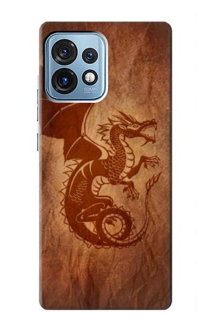 W3086 Red Dragon Tattoo Hard Case and Leather Flip Case For Motorola Edge+ (2023), X40, X40 Pro, Edge 40 Pro