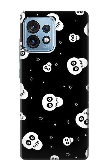 W3261 Smile Skull Halloween Pattern Hard Case and Leather Flip Case For Motorola Edge+ (2023), X40, X40 Pro, Edge 40 Pro