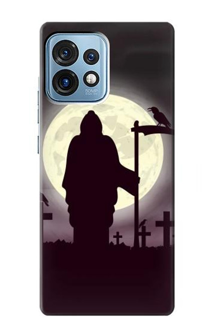 W3262 Grim Reaper Night Moon Cemetery Hard Case and Leather Flip Case For Motorola Edge+ (2023), X40, X40 Pro, Edge 40 Pro
