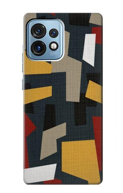 W3386 Abstract Fabric Texture Hard Case and Leather Flip Case For Motorola Edge+ (2023), X40, X40 Pro, Edge 40 Pro
