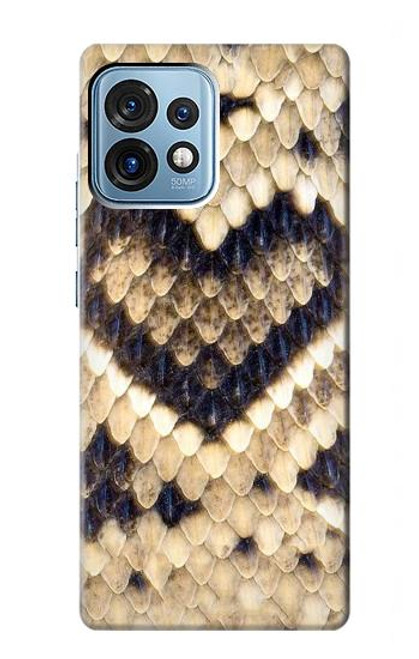 W3417 Diamond Rattle Snake Graphic Print Hard Case and Leather Flip Case For Motorola Edge+ (2023), X40, X40 Pro, Edge 40 Pro