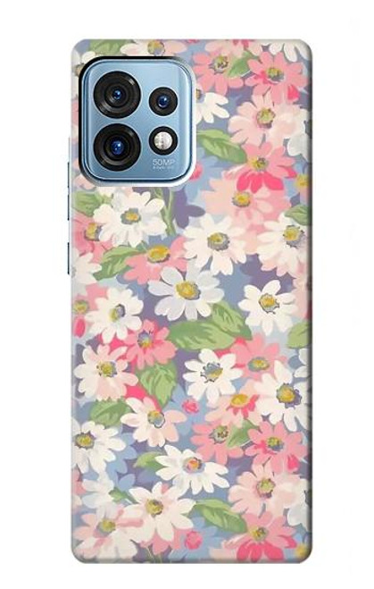 W3688 Floral Flower Art Pattern Hard Case and Leather Flip Case For Motorola Edge+ (2023), X40, X40 Pro, Edge 40 Pro