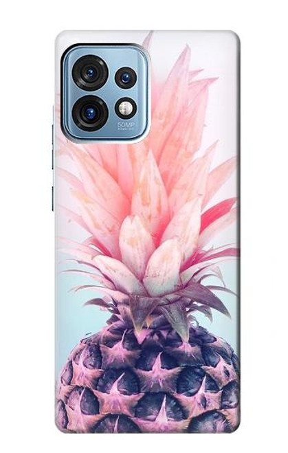 W3711 Pink Pineapple Hard Case and Leather Flip Case For Motorola Edge+ (2023), X40, X40 Pro, Edge 40 Pro