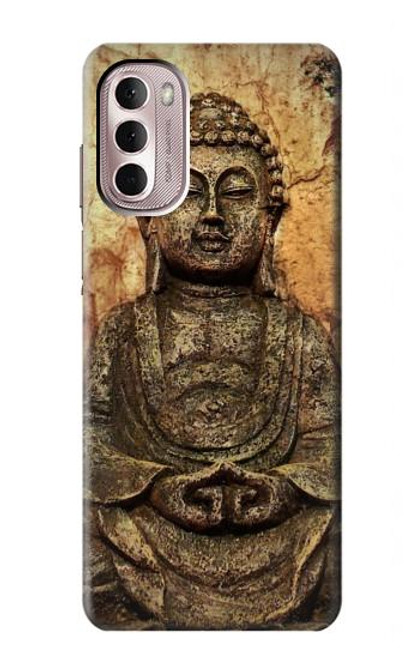 W0344 Buddha Rock Carving Hard Case and Leather Flip Case For Motorola Moto G Stylus 4G (2022)