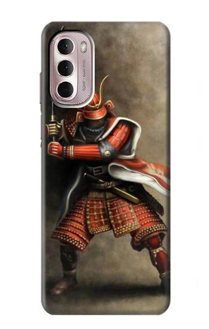 W0796 Japan Red Samurai Hard Case and Leather Flip Case For Motorola Moto G Stylus 4G (2022)