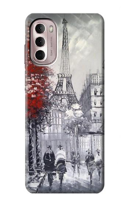 W1295 Eiffel Painting of Paris Hard Case and Leather Flip Case For Motorola Moto G Stylus 4G (2022)