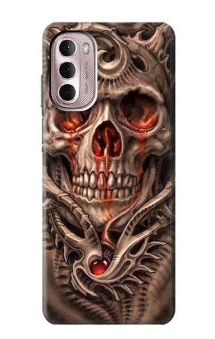 W1675 Skull Blood Tattoo Hard Case and Leather Flip Case For Motorola Moto G Stylus 4G (2022)