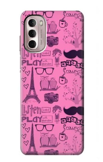 W2885 Paris Pink Hard Case and Leather Flip Case For Motorola Moto G Stylus 4G (2022)